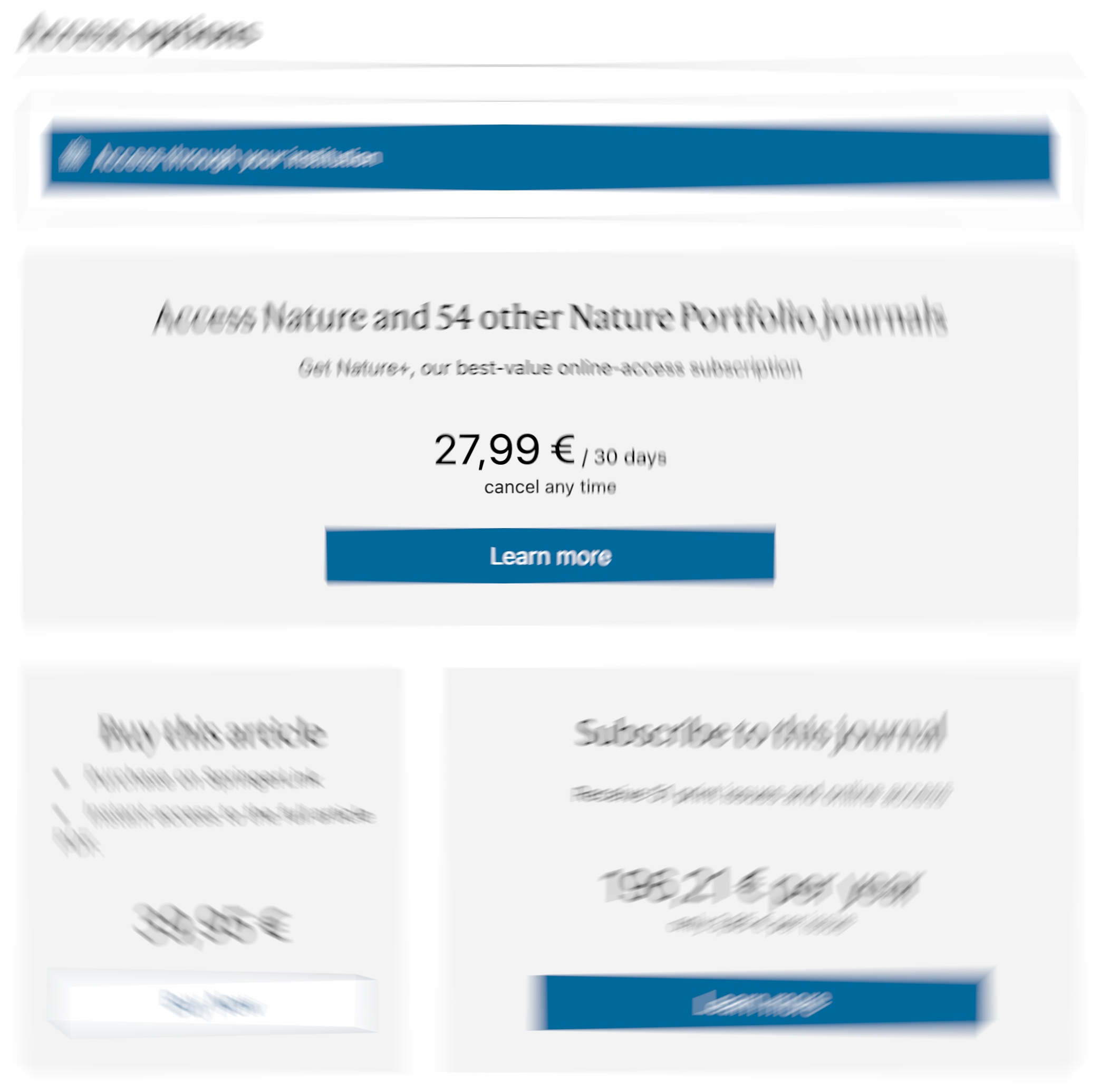 Paying options to access an article in the journal Nature.