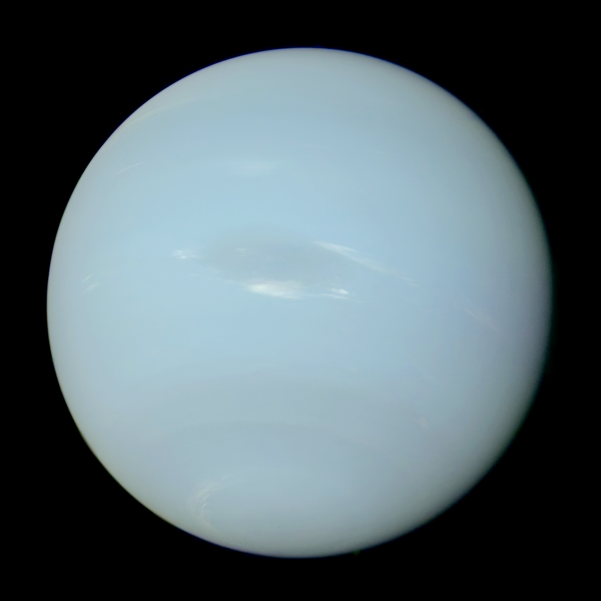 Neptune in true color, taken by Voyager 2.