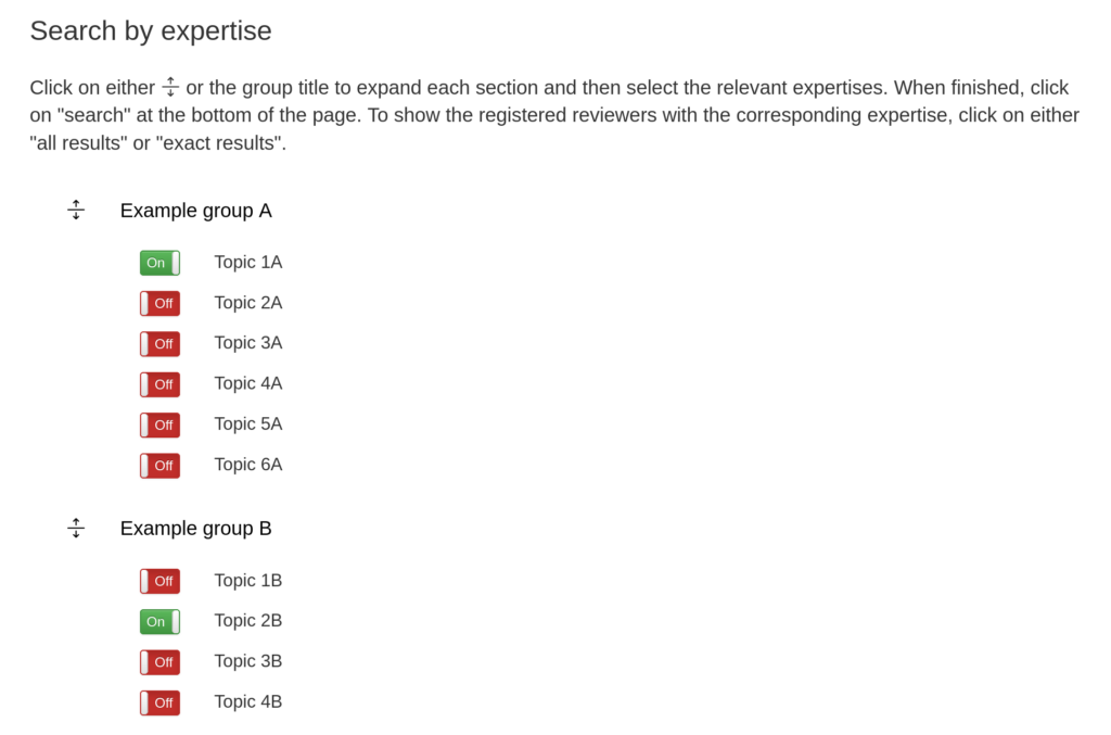 Search for reviewers with a specified expertise.
